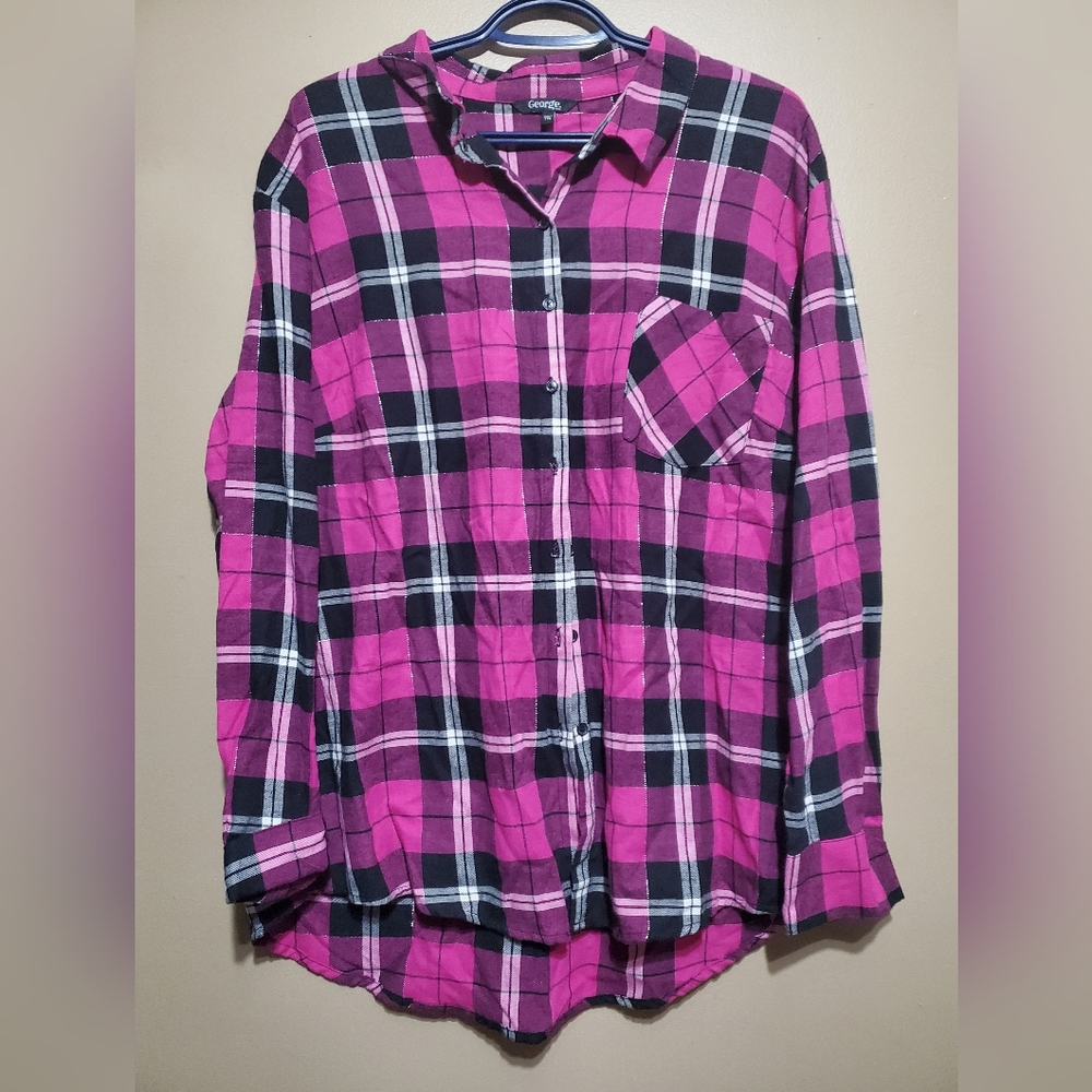 XL pink plaid shirt